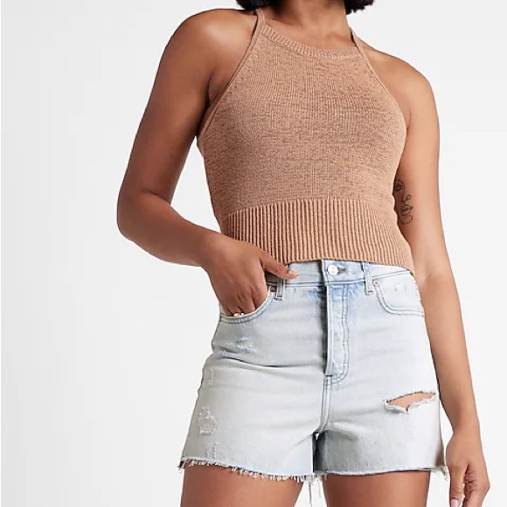 EXPRESS BRAND MOM JEAN SHORTS HIGH RISE. SIZE 0 NEVER WORN. NWOT!